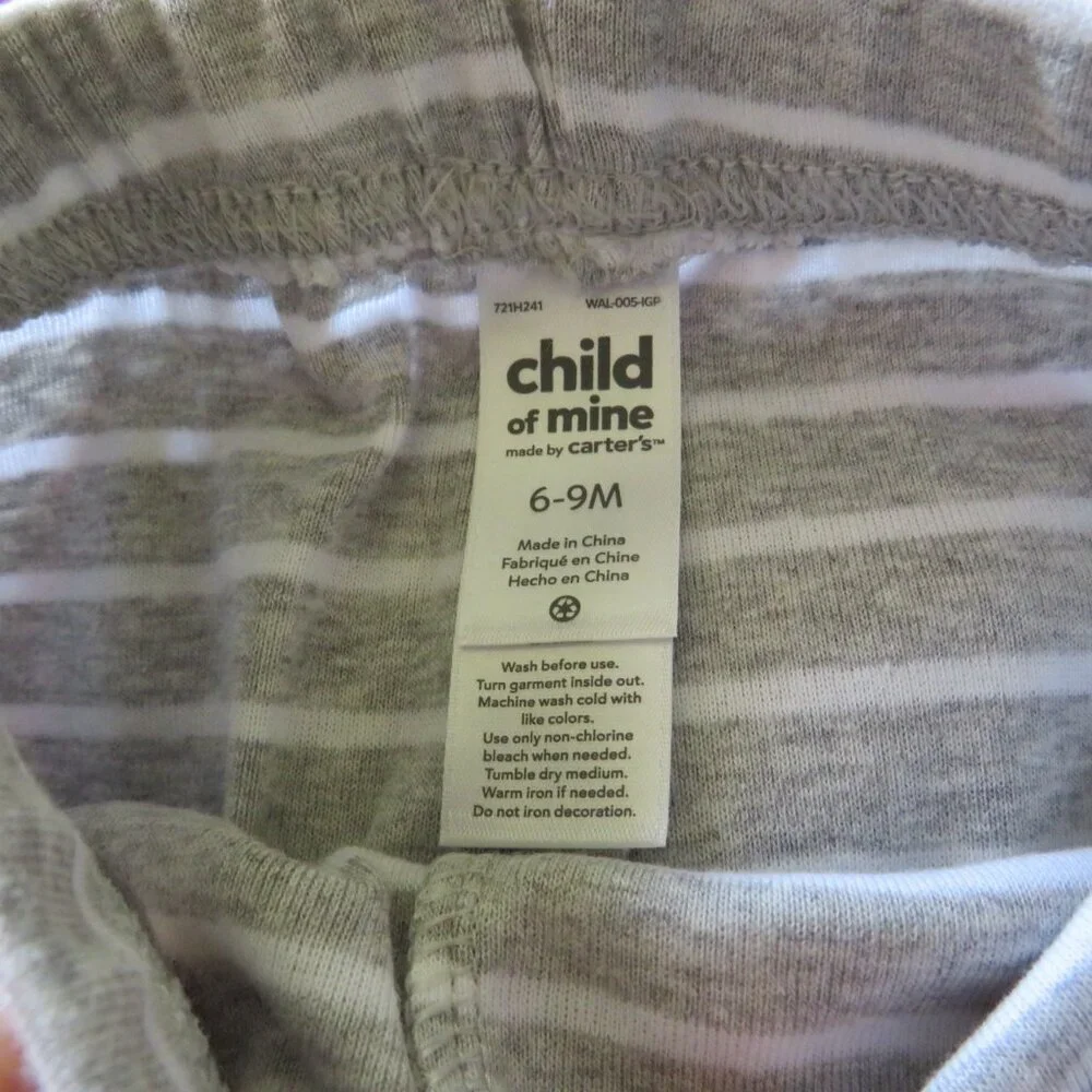 Baby Dog Gray Striped Embroidered 2pc 6-9mts top & pants Child of Mine Carter's